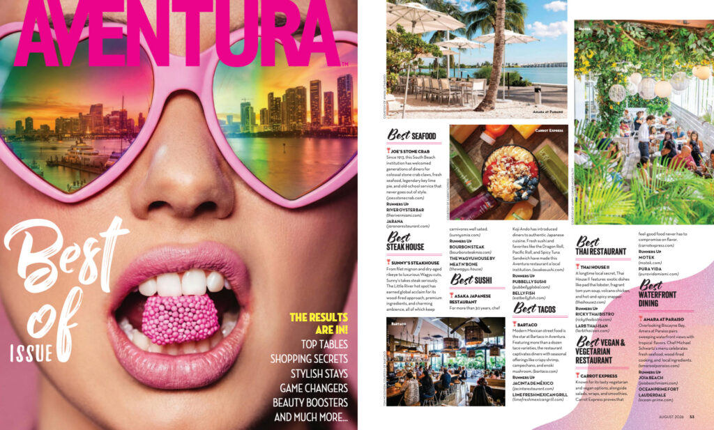 Best Vegan & Vegetarian Restaurant - Aventura Magazine - Aug 2026
